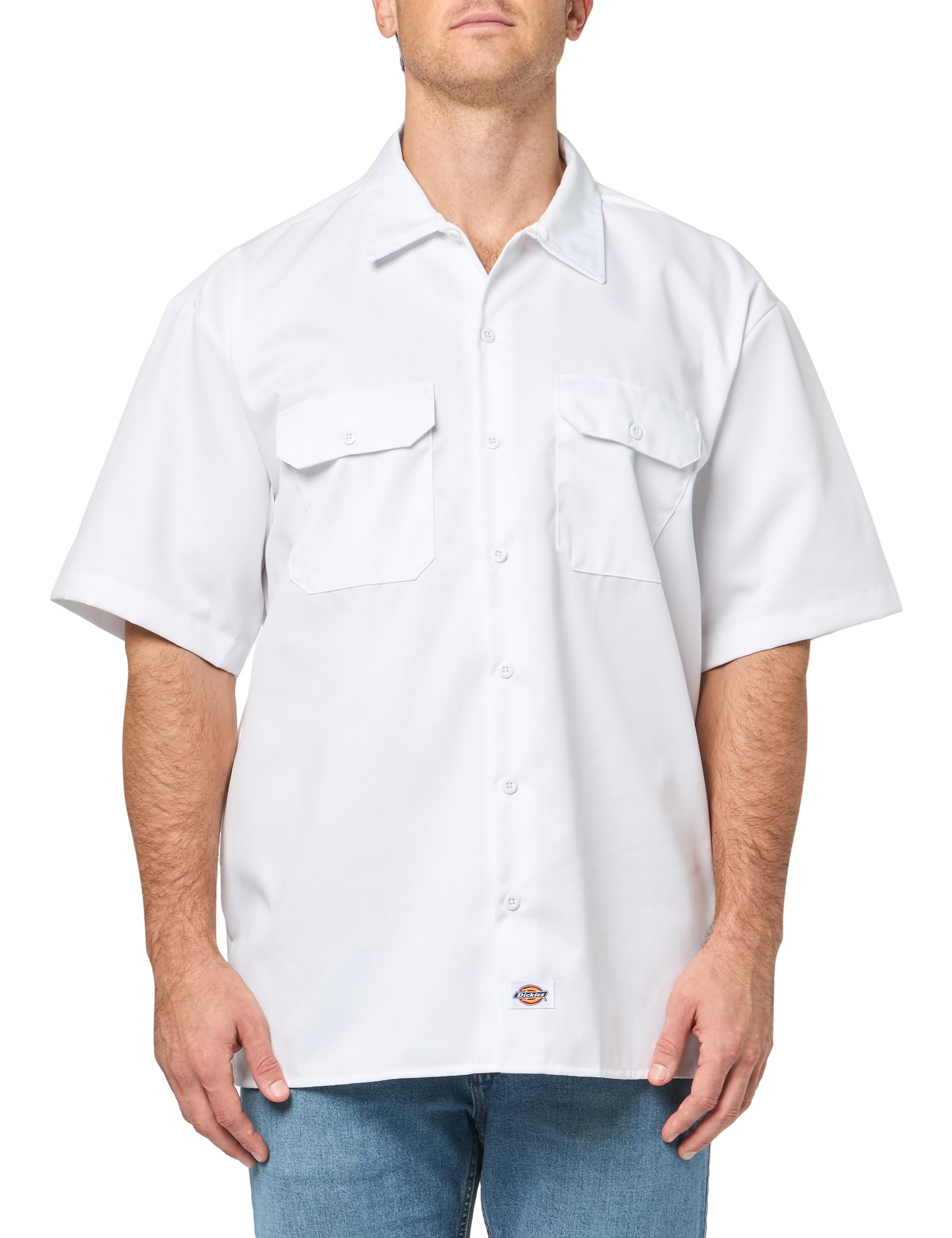 Dickies Men's Short Sleeve Work Shirt, White, 4X-Large Big Tall